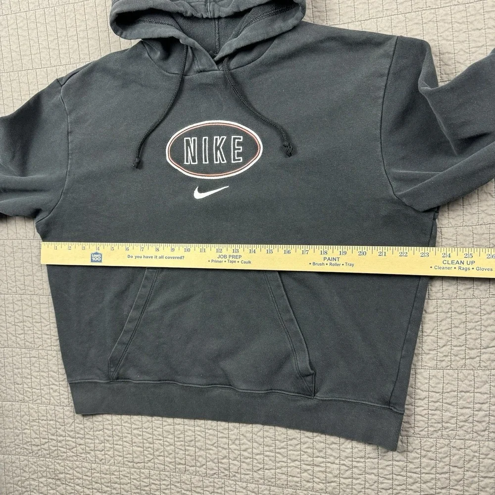 Nike Varsity Knit‎ Logo Pullover Hoodie Sweatshirt Women Medium Black Cropped